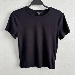 Athleta Signature Rib Crop Tee in Black Size Medium